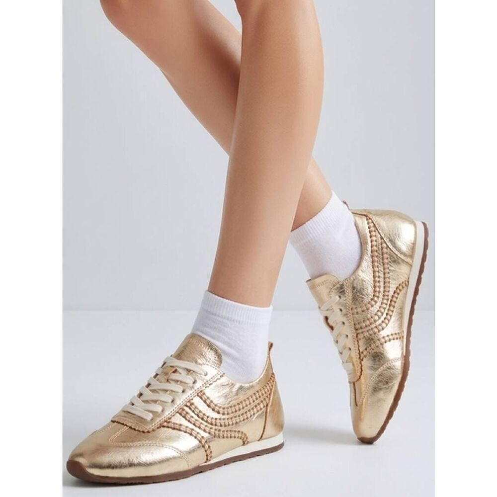 💬☔️🩵NIB Project Cloud Gold Metallic Monica Sneakers Size 9
